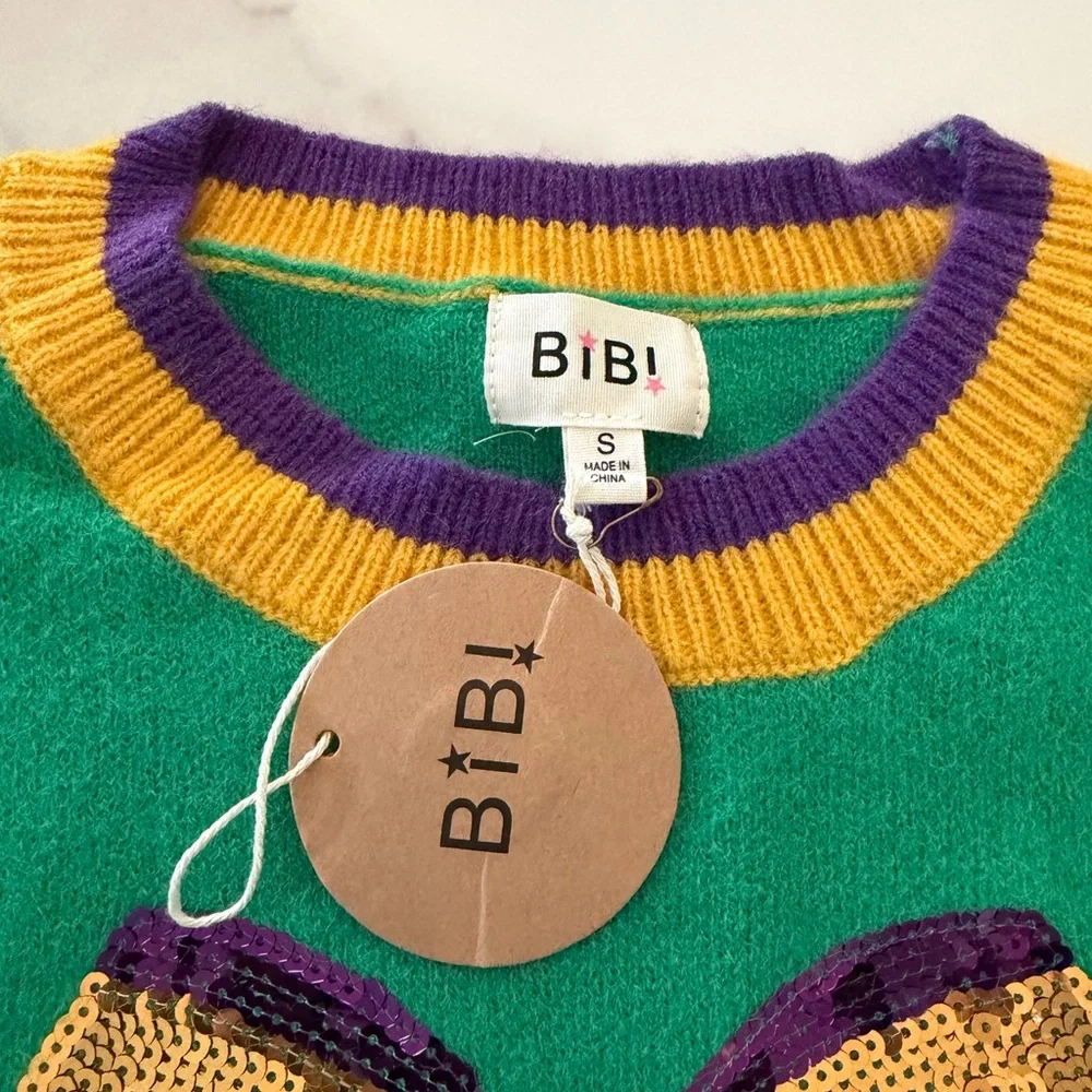 Mardi Gras Sequin Ribbon Sweater - Picture 2 of 6